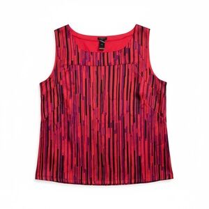 Ann Taylor Red and Black Striped Tank Top